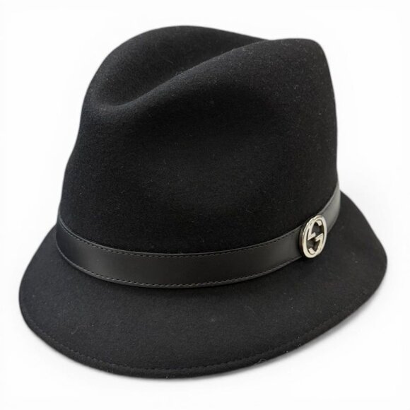Gucci Wool Leather with Interlocking Felt Hat main image 4